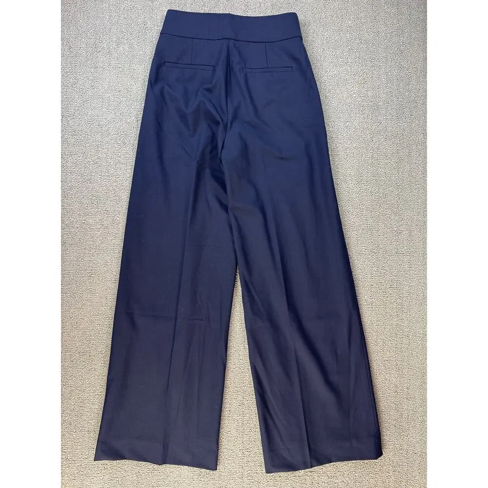 NWT J. Crew Dress Pant High Rise Wool Blend Career‎ Professional Navy Blue Sz 00